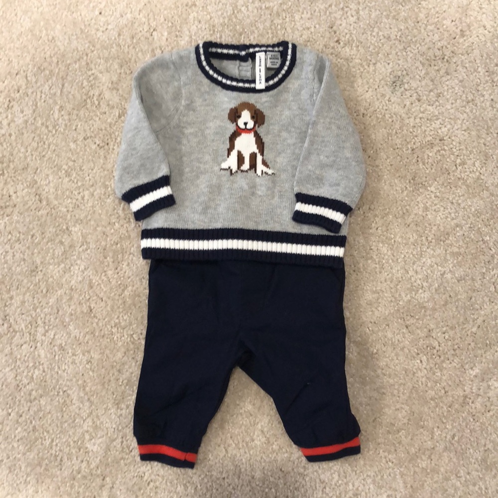Baby boy puppy dog sweater and pants. So cute!